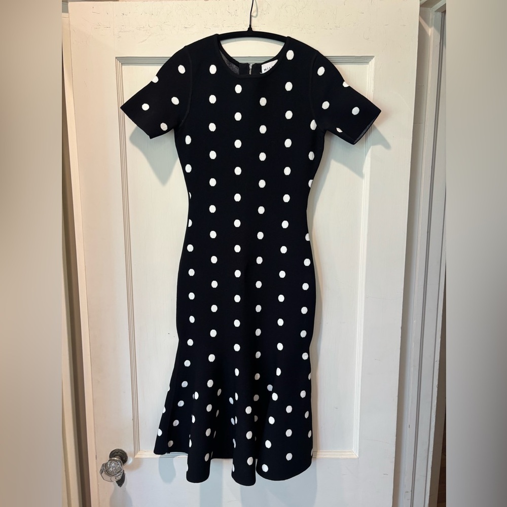 Milly Black and White Polka Dot Midi Dress
